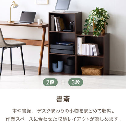 カラーボックス 2段 固定棚 幅42 奥行29 高さ60 木製 本棚 収納ボックス 収納 二段 書棚 BOX テレビ台 収納用品 押入れ収納 組み合わせ