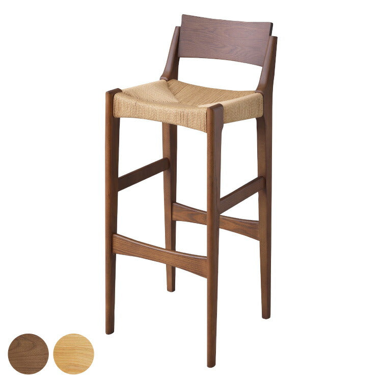 ペーパーコード ハイチェア 木製 木脚 スツール チェア カウンターチェア 椅子 イス 背もたれなし おしゃれ リゾート アジアン シンプル ナチュラル ブラウン 新生活(代引不可)
