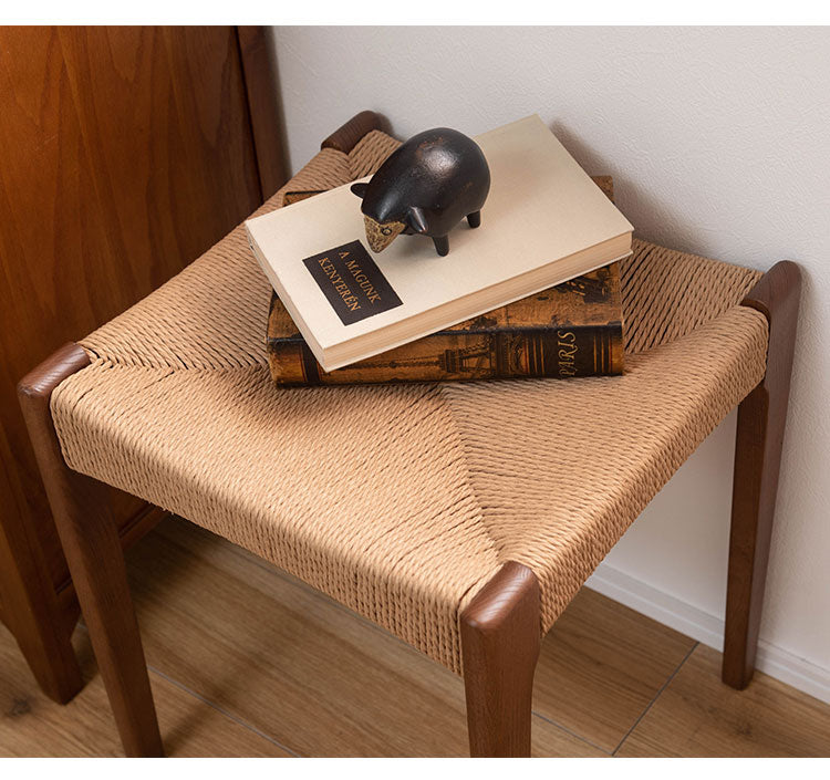 ペーパーコード木製 木脚 スツール チェア チェアー 椅子 イス 背もたれなし おしゃれ リゾート アジアン シンプル ナチュラル ブラウン オットマン(代引不可)