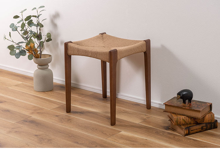 ペーパーコード木製 木脚 スツール チェア チェアー 椅子 イス 背もたれなし おしゃれ リゾート アジアン シンプル ナチュラル ブラウン オットマン(代引不可)