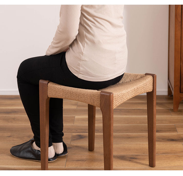 ペーパーコード木製 木脚 スツール チェア チェアー 椅子 イス 背もたれなし おしゃれ リゾート アジアン シンプル ナチュラル ブラウン オットマン(代引不可)