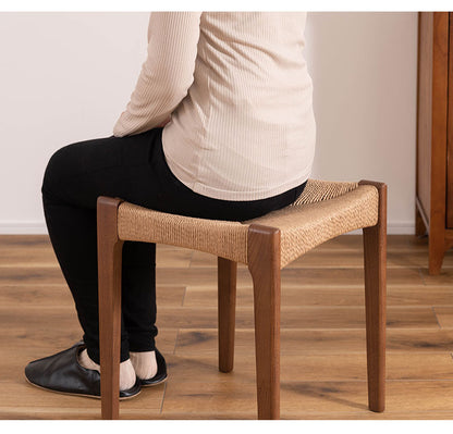 ペーパーコード木製 木脚 スツール チェア チェアー 椅子 イス 背もたれなし おしゃれ リゾート アジアン シンプル ナチュラル ブラウン オットマン(代引不可)