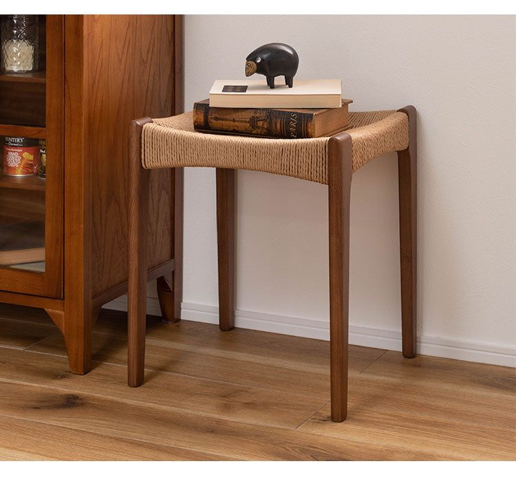 ペーパーコード木製 木脚 スツール チェア チェアー 椅子 イス 背もたれなし おしゃれ リゾート アジアン シンプル ナチュラル ブラウン オットマン(代引不可)