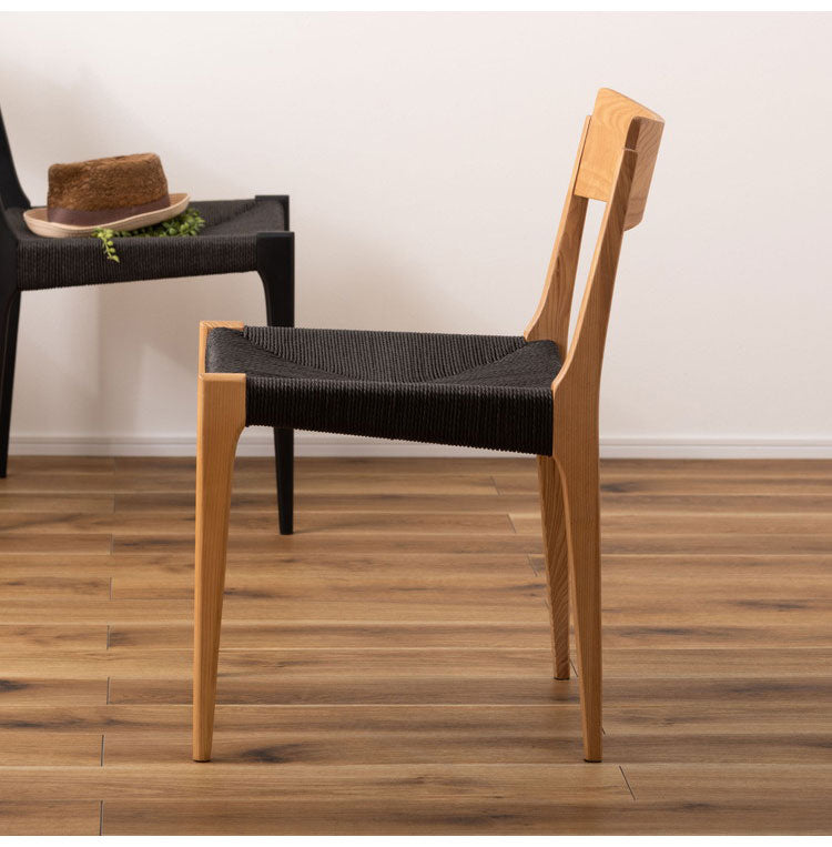 ペーパーコードチェア ダイニングチェア イス 椅子 いす ペーパーコード 天然木 アッシュ ウレタン塗装 ブラック 黒 シンプル ナチュラル 北欧 インテリア おしゃれ 新生活 一人暮らし(代引不可)
