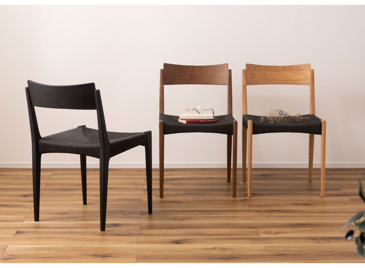 ペーパーコードチェア ダイニングチェア イス 椅子 いす ペーパーコード 天然木 アッシュ ウレタン塗装 ブラック 黒 シンプル ナチュラル 北欧 インテリア おしゃれ 新生活 一人暮らし(代引不可)