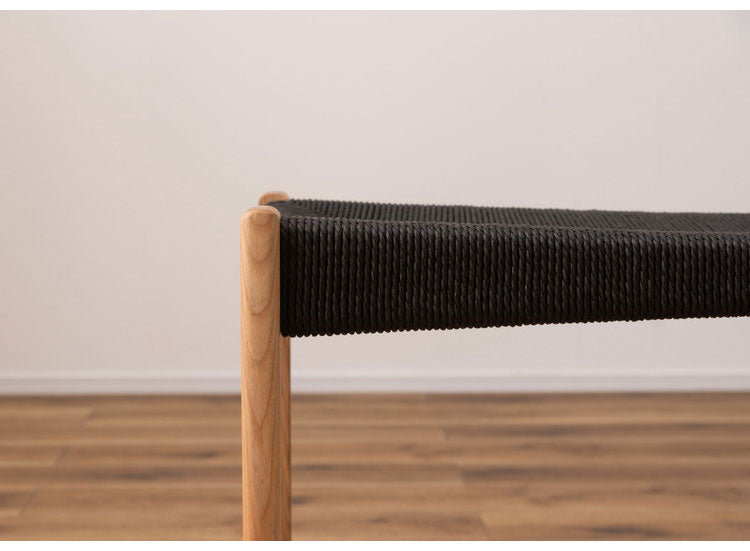 ペーパーコードベンチ ベンチ チェア イス 椅子 いす ペーパーコード 天然木 アッシュ ウレタン塗装 ブラック 黒 シンプル ナチュラル 北欧 シック インテリア 一人暮らし おしゃれ(代引不可)