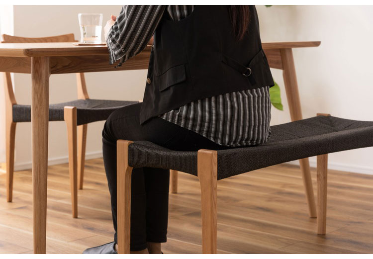 ペーパーコードベンチ ベンチ チェア イス 椅子 いす ペーパーコード 天然木 アッシュ ウレタン塗装 ブラック 黒 シンプル ナチュラル 北欧 シック インテリア 一人暮らし おしゃれ(代引不可)