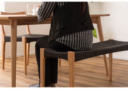 ペーパーコードベンチ ベンチ チェア イス 椅子 いす ペーパーコード 天然木 アッシュ ウレタン塗装 ブラック 黒 シンプル ナチュラル 北欧 シック インテリア 一人暮らし おしゃれ(代引不可)