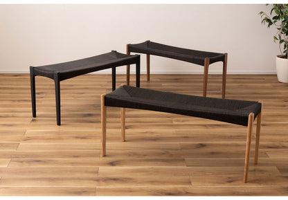 ペーパーコードベンチ ベンチ チェア イス 椅子 いす ペーパーコード 天然木 アッシュ ウレタン塗装 ブラック 黒 シンプル ナチュラル 北欧 シック インテリア 一人暮らし おしゃれ(代引不可)