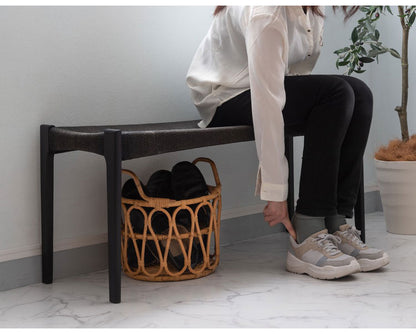 ペーパーコードベンチ ベンチ チェア イス 椅子 いす ペーパーコード 天然木 アッシュ ウレタン塗装 ブラック 黒 シンプル ナチュラル 北欧 シック インテリア 一人暮らし おしゃれ(代引不可)