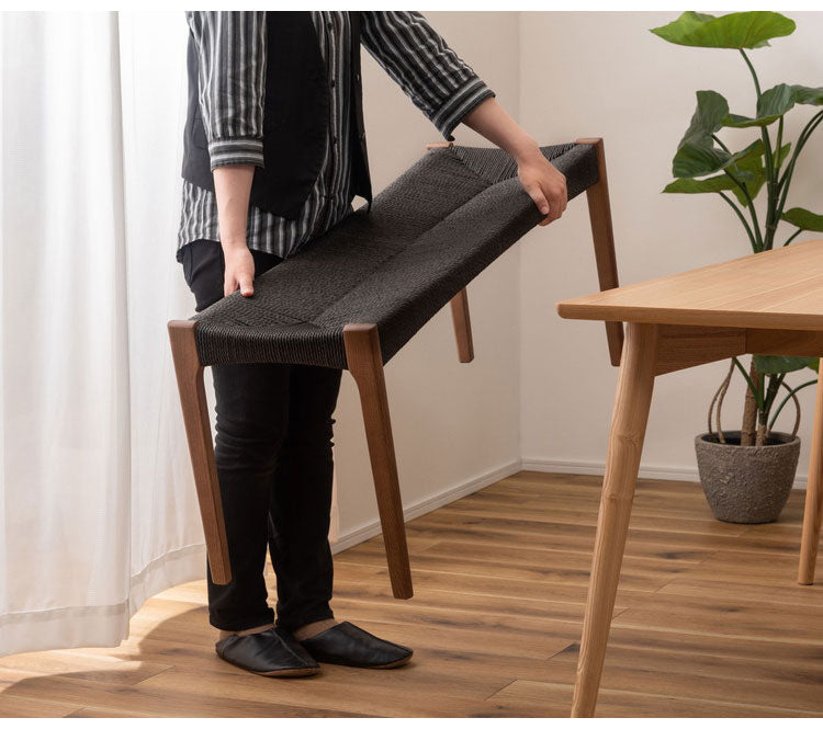 ペーパーコードベンチ ベンチ チェア イス 椅子 いす ペーパーコード 天然木 アッシュ ウレタン塗装 ブラック 黒 シンプル ナチュラル 北欧 シック インテリア 一人暮らし おしゃれ(代引不可)