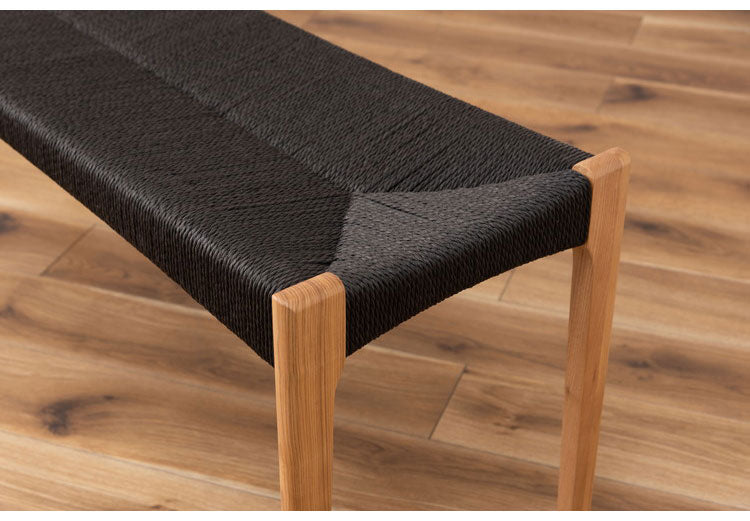 ペーパーコードベンチ ベンチ チェア イス 椅子 いす ペーパーコード 天然木 アッシュ ウレタン塗装 ブラック 黒 シンプル ナチュラル 北欧 シック インテリア 一人暮らし おしゃれ(代引不可)