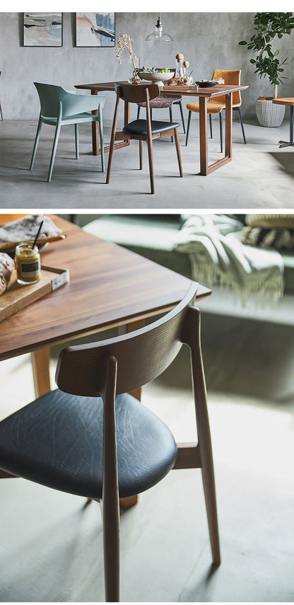 ダイニングチェア チェア チェアー おしゃれ 椅子 いす イス モダン 木製 天然木 ミッドセンチュリー シンプル アームレス 肘なし 背もたれ 合皮 ソフトレザー 座面高 45cm 完成品(代引不可)