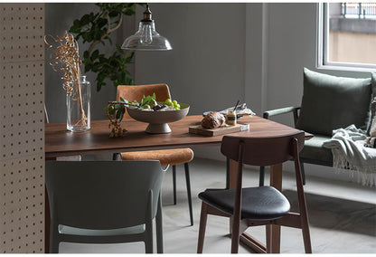 ダイニングチェア チェア チェアー おしゃれ 椅子 いす イス モダン 木製 天然木 ミッドセンチュリー シンプル アームレス 肘なし 背もたれ 合皮 ソフトレザー 座面高 45cm 完成品(代引不可)