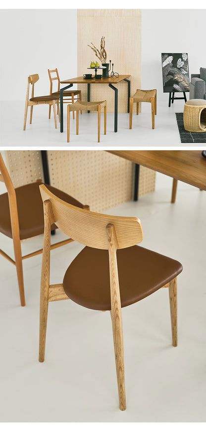 ダイニングチェア チェア チェアー おしゃれ 椅子 いす イス モダン 木製 天然木 ミッドセンチュリー シンプル アームレス 肘なし 背もたれ 合皮 ソフトレザー 座面高 45cm 完成品(代引不可)