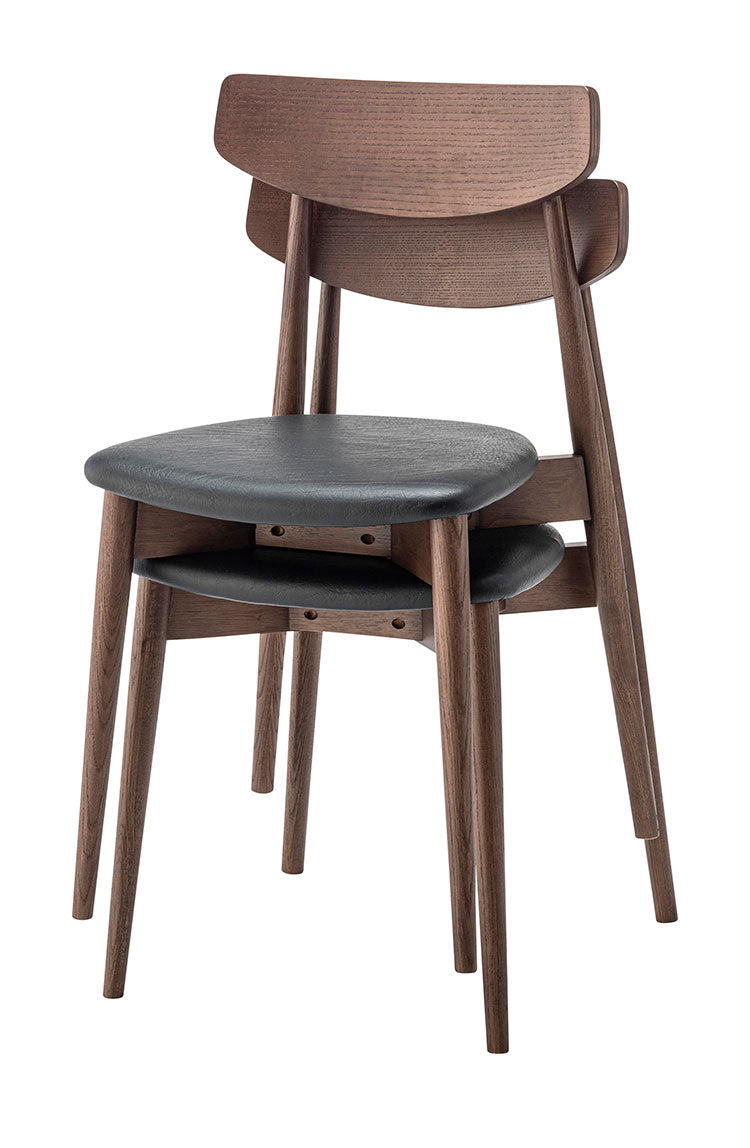 ダイニングチェア チェア チェアー おしゃれ 椅子 いす イス モダン 木製 天然木 ミッドセンチュリー シンプル アームレス 肘なし 背もたれ 合皮 ソフトレザー 座面高 45cm 完成品(代引不可)