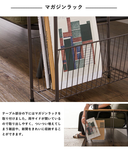 サイドテーブル 幅40cm 高さ50cm ナイトテーブル アイアン 木製 机 つくえ 小さいテーブル 小型テーブル おしゃれ 収納 ラック(代引不可)