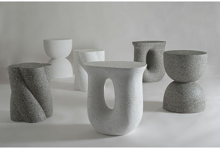 サイドテーブル AST-60 東谷 サイドテーブル テラゾー柄 おしゃれ オブジェ ナイトテーブル ソファサイド グレー モダン ベッドサイド ミニテーブル ストーン 大理石調 ツイスト 石 灰色 マーブル(代引不可)