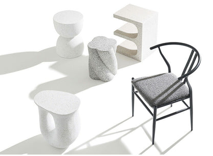 サイドテーブル AST-60 東谷 サイドテーブル テラゾー柄 おしゃれ オブジェ ナイトテーブル ソファサイド グレー モダン ベッドサイド ミニテーブル ストーン 大理石調 ツイスト 石 灰色 マーブル(代引不可)