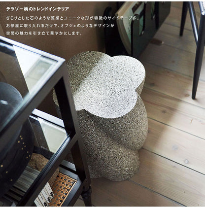 サイドテーブル AST-60 東谷 サイドテーブル テラゾー柄 おしゃれ オブジェ ナイトテーブル ソファサイド グレー モダン ベッドサイド ミニテーブル ストーン 大理石調 ツイスト 石 灰色 マーブル(代引不可)