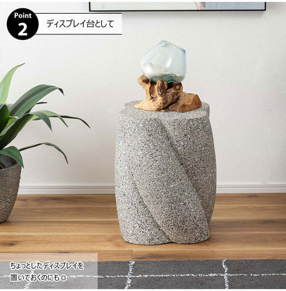 サイドテーブル AST-60 東谷 サイドテーブル テラゾー柄 おしゃれ オブジェ ナイトテーブル ソファサイド グレー モダン ベッドサイド ミニテーブル ストーン 大理石調 ツイスト 石 灰色 マーブル(代引不可)