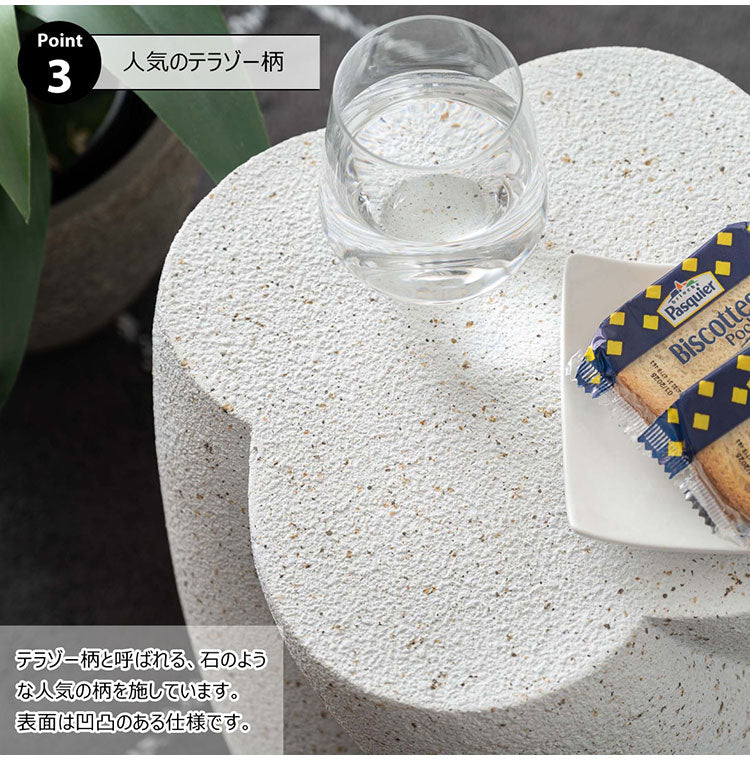 サイドテーブル AST-60 東谷 サイドテーブル テラゾー柄 おしゃれ オブジェ ナイトテーブル ソファサイド グレー モダン ベッドサイド ミニテーブル ストーン 大理石調 ツイスト 石 灰色 マーブル(代引不可)