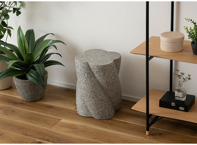 サイドテーブル AST-60 東谷 サイドテーブル テラゾー柄 おしゃれ オブジェ ナイトテーブル ソファサイド グレー モダン ベッドサイド ミニテーブル ストーン 大理石調 ツイスト 石 灰色 マーブル(代引不可)