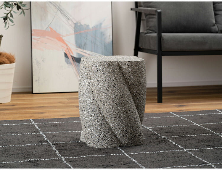 サイドテーブル AST-60 東谷 サイドテーブル テラゾー柄 おしゃれ オブジェ ナイトテーブル ソファサイド グレー モダン ベッドサイド ミニテーブル ストーン 大理石調 ツイスト 石 灰色 マーブル(代引不可)