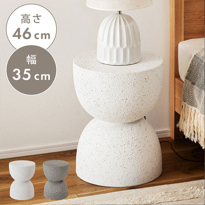 サイドテーブル AST-61 東谷 サイドテーブル テラゾー柄 おしゃれ オブジェ ナイトテーブル ソファサイド グレー モダン ベッドサイド ミニテーブル ストーン 大理石調 砂時計型 石 灰色 マーブル 丸(代引不可)