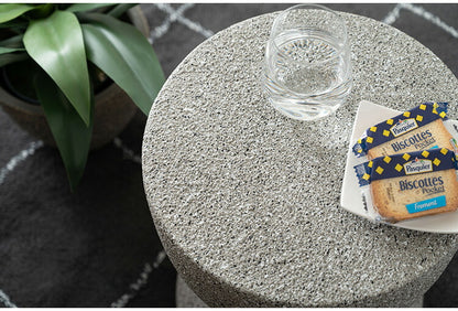 サイドテーブル AST-61 東谷 サイドテーブル テラゾー柄 おしゃれ オブジェ ナイトテーブル ソファサイド グレー モダン ベッドサイド ミニテーブル ストーン 大理石調 砂時計型 石 灰色 マーブル 丸(代引不可)