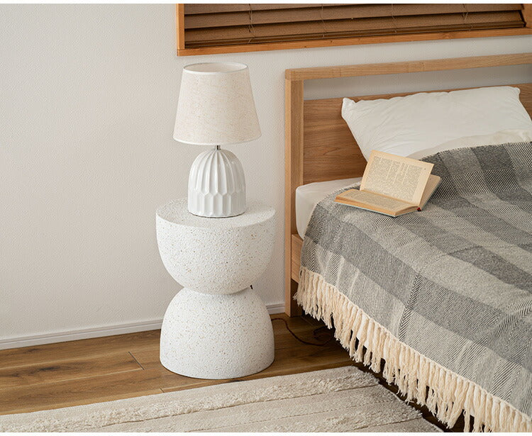 サイドテーブル AST-61 東谷 サイドテーブル テラゾー柄 おしゃれ オブジェ ナイトテーブル ソファサイド グレー モダン ベッドサイド ミニテーブル ストーン 大理石調 砂時計型 石 灰色 マーブル 丸(代引不可)