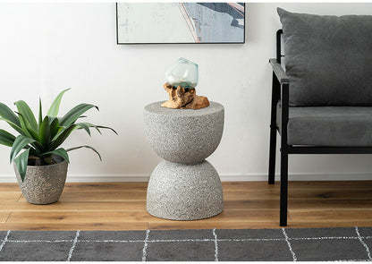 サイドテーブル AST-61 東谷 サイドテーブル テラゾー柄 おしゃれ オブジェ ナイトテーブル ソファサイド グレー モダン ベッドサイド ミニテーブル ストーン 大理石調 砂時計型 石 灰色 マーブル 丸(代引不可)