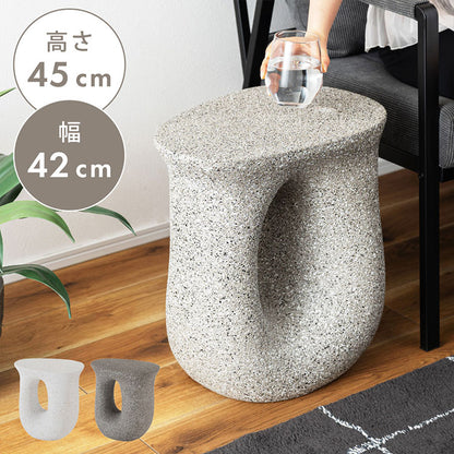 サイドテーブル AST-62 東谷 サイドテーブル テラゾー柄 おしゃれ オブジェ ナイトテーブル ソファサイド グレー モダン ベッドサイド ミニテーブル ストーン 大理石調 カーブ 曲線 石 灰色 マーブル(代引不可)