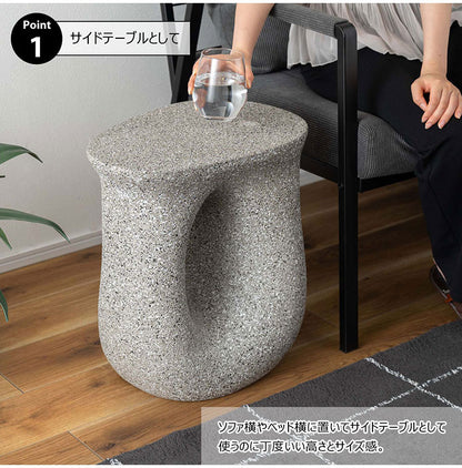 サイドテーブル AST-62 東谷 サイドテーブル テラゾー柄 おしゃれ オブジェ ナイトテーブル ソファサイド グレー モダン ベッドサイド ミニテーブル ストーン 大理石調 カーブ 曲線 石 灰色 マーブル(代引不可)