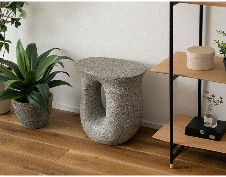 サイドテーブル AST-62 東谷 サイドテーブル テラゾー柄 おしゃれ オブジェ ナイトテーブル ソファサイド グレー モダン ベッドサイド ミニテーブル ストーン 大理石調 カーブ 曲線 石 灰色 マーブル(代引不可)