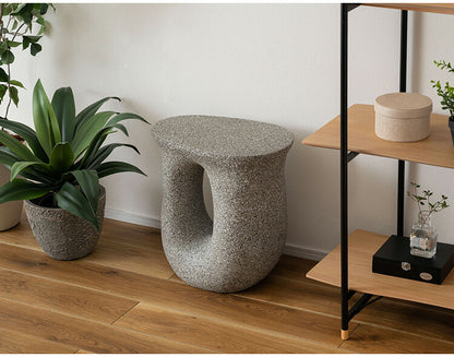 サイドテーブル AST-62 東谷 サイドテーブル テラゾー柄 おしゃれ オブジェ ナイトテーブル ソファサイド グレー モダン ベッドサイド ミニテーブル ストーン 大理石調 カーブ 曲線 石 灰色 マーブル(代引不可)