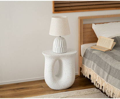 サイドテーブル AST-62 東谷 サイドテーブル テラゾー柄 おしゃれ オブジェ ナイトテーブル ソファサイド グレー モダン ベッドサイド ミニテーブル ストーン 大理石調 カーブ 曲線 石 灰色 マーブル(代引不可)