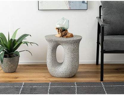 サイドテーブル AST-62 東谷 サイドテーブル テラゾー柄 おしゃれ オブジェ ナイトテーブル ソファサイド グレー モダン ベッドサイド ミニテーブル ストーン 大理石調 カーブ 曲線 石 灰色 マーブル(代引不可)