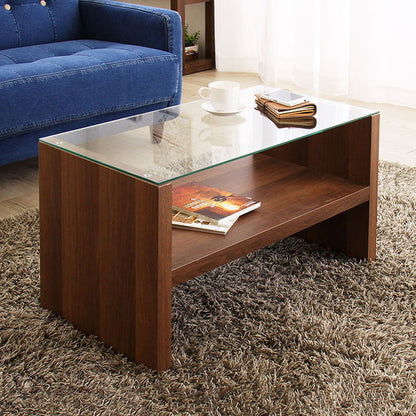 センターテーブル コンパクト ガラステーブル 収納棚 省スペース リビングテーブル ローテーブル 長方形 シンプル ナチュラル ロースタイル 一人暮らし 机 コーヒーテーブル モダン 木目 ロータイプ(代引不可)