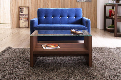 センターテーブル コンパクト ガラステーブル 収納棚 省スペース リビングテーブル ローテーブル 長方形 シンプル ナチュラル ロースタイル 一人暮らし 机 コーヒーテーブル モダン 木目 ロータイプ(代引不可)