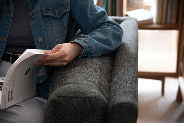 ソファ 2P 2人掛け 脚付き クッション シンプル ライトグレー ダークグレー 天然木 お洒落 北欧 曲線 簡単組立(代引不可)