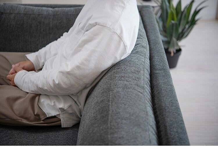 ソファ 2P 2人掛け 脚付き クッション シンプル ライトグレー ダークグレー 天然木 お洒落 北欧 曲線 簡単組立(代引不可)