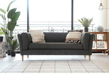 ソファ 2P 2人掛け 脚付き クッション シンプル ライトグレー ダークグレー 天然木 お洒落 北欧 曲線 簡単組立(代引不可)