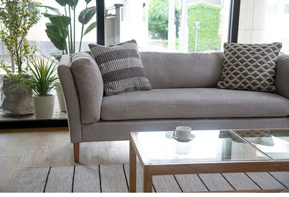 ソファ 2P 2人掛け 脚付き クッション シンプル ライトグレー ダークグレー 天然木 お洒落 北欧 曲線 簡単組立(代引不可)