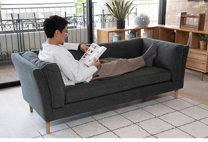 ソファ 2P 2人掛け 脚付き クッション シンプル ライトグレー ダークグレー 天然木 お洒落 北欧 曲線 簡単組立(代引不可)