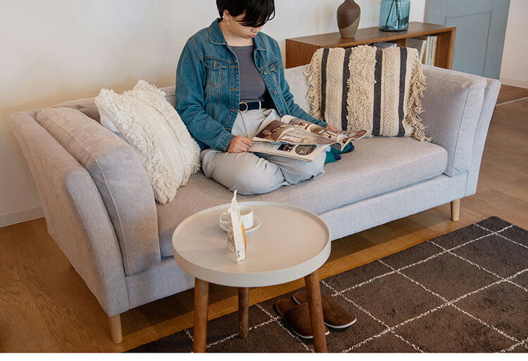 ソファ 2P 2人掛け 脚付き クッション シンプル ライトグレー ダークグレー 天然木 お洒落 北欧 曲線 簡単組立(代引不可)