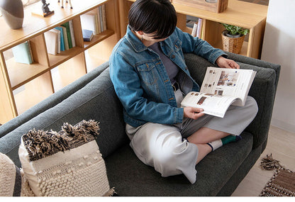 ソファ 2P 2人掛け 脚付き クッション シンプル ライトグレー ダークグレー 天然木 お洒落 北欧 曲線 簡単組立(代引不可)