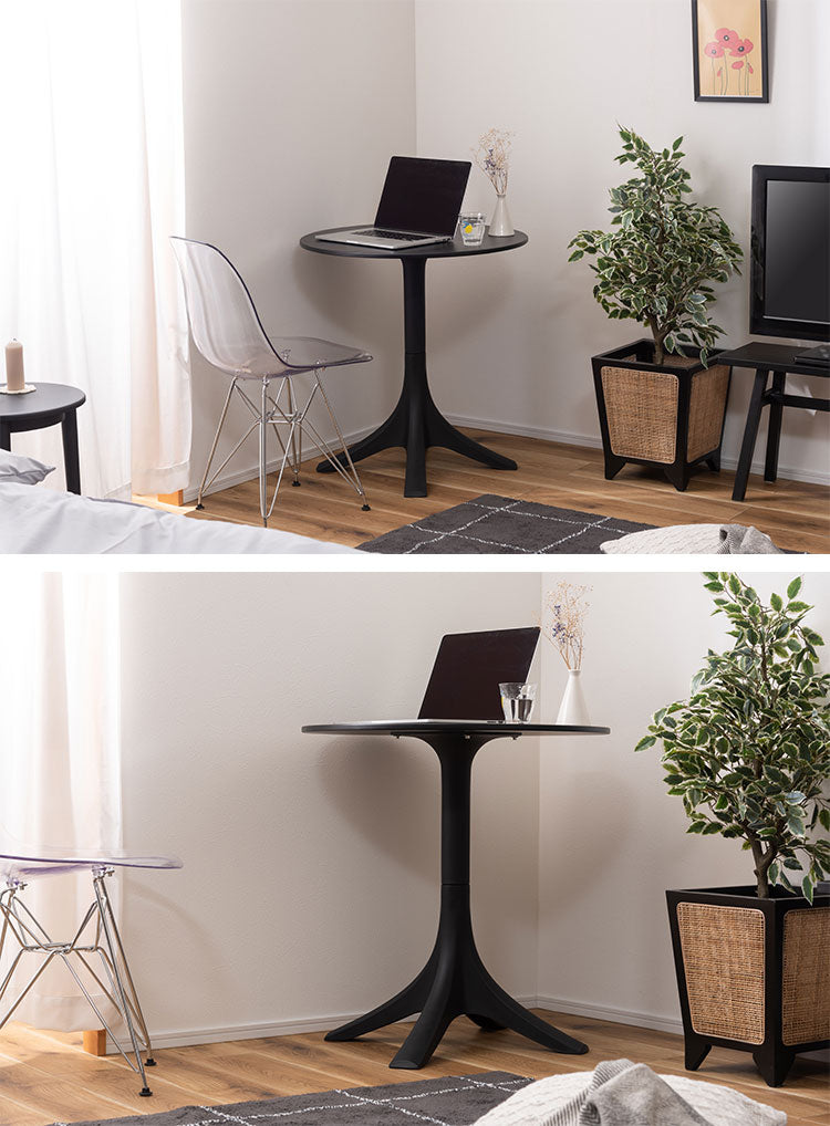 カフェテーブル テーブル おしゃれ デスク 丸 ラウンド サークル ポリプロピレン プラスチック 高さ73cm 幅70cm 黒 白 ブラック ホワイト シンプル(代引不可)