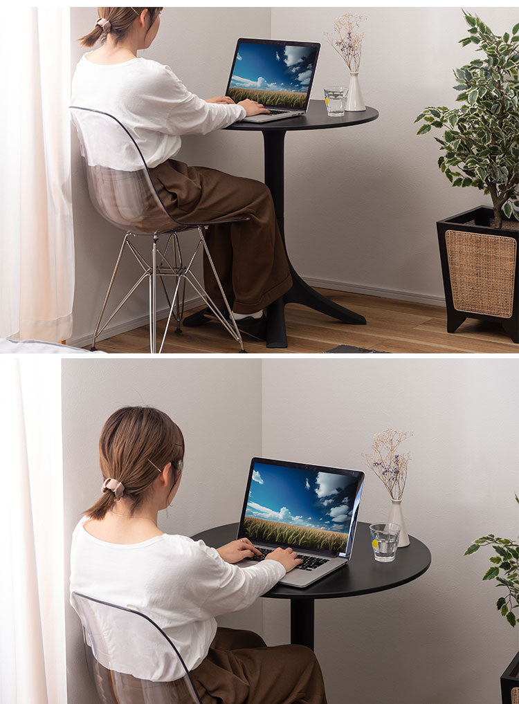 カフェテーブル テーブル おしゃれ デスク 丸 ラウンド サークル ポリプロピレン プラスチック 高さ73cm 幅70cm 黒 白 ブラック ホワイト シンプル(代引不可)