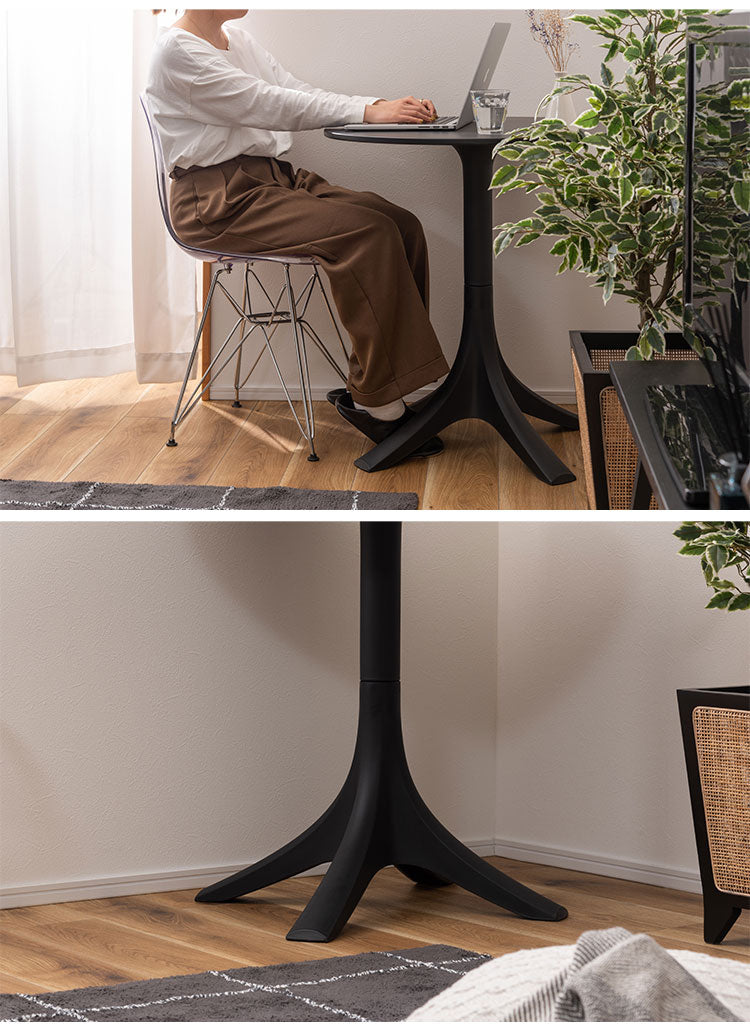 カフェテーブル テーブル おしゃれ デスク 丸 ラウンド サークル ポリプロピレン プラスチック 高さ73cm 幅70cm 黒 白 ブラック ホワイト シンプル(代引不可)